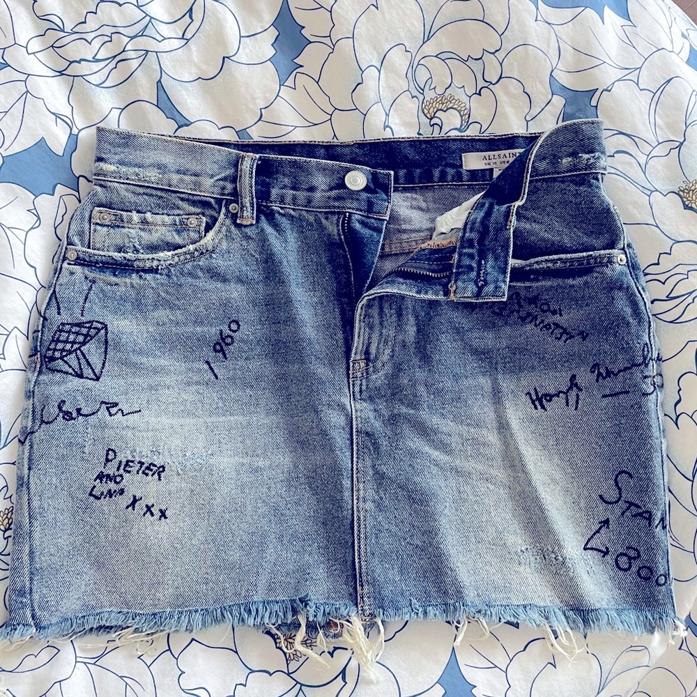 All Saints Denim Mini Skirt
